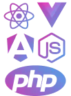 React Vue Angular Node.js PHP Icon